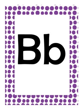 Alphabet Flash Cards/Bulletin Board Signs  (Purple Dots) (Large), image 3