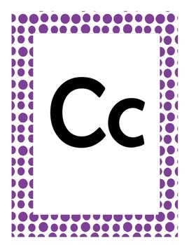 Alphabet Flash Cards/Bulletin Board Signs  (Purple Dots) (Large), image 4