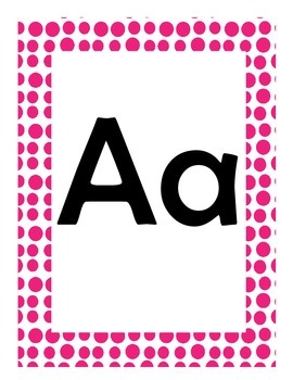 Alphabet Flash Cards/Bulletin Board Signs  (Hot Pink Dots) (Large), image 2