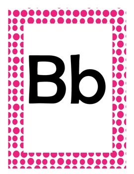 Alphabet Flash Cards/Bulletin Board Signs  (Hot Pink Dots) (Large), image 3