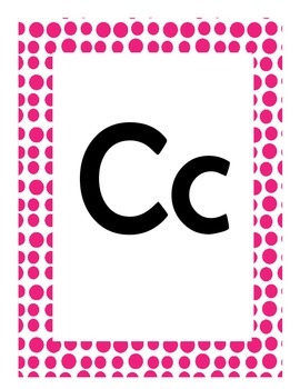Alphabet Flash Cards/Bulletin Board Signs  (Hot Pink Dots) (Large), image 4