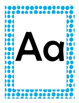 Alphabet Flash Cards/Bulletin Board Signs  (Bright Blue Dots) (Large), image 2