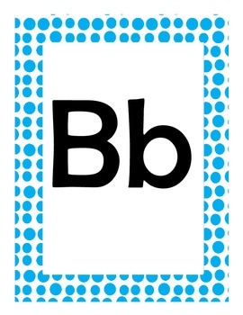 Alphabet Flash Cards/Bulletin Board Signs  (Bright Blue Dots) (Large), image 3