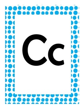 Alphabet Flash Cards/Bulletin Board Signs  (Bright Blue Dots) (Large), image 4