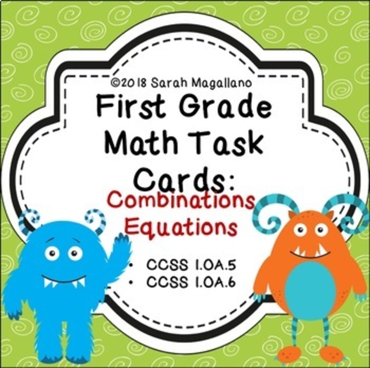 First Grade Combinations Equations Math Task Cards