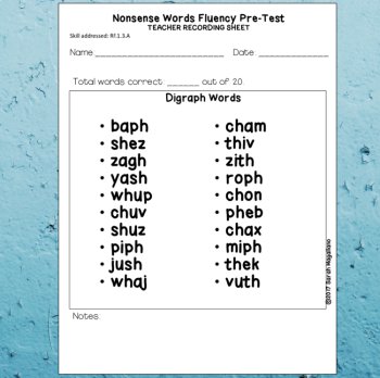 Nonsense Words Fluency Tests and Data Sheets, image 3