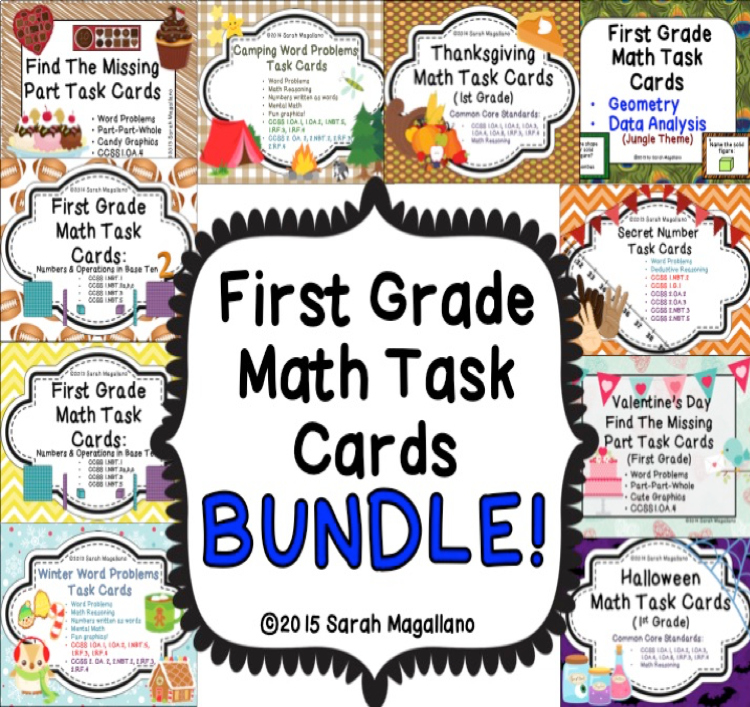 First Grade Math Task Cards BUNDLE