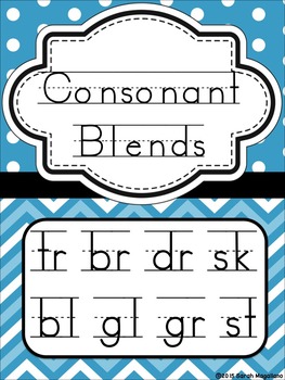 Alphabet and Phonics Letter Sounds Posters: Blue Chevron and Polka Dot Theme, image 2