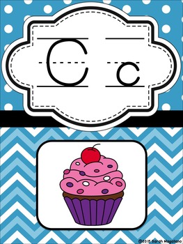 Alphabet and Phonics Letter Sounds Posters: Blue Chevron and Polka Dot Theme, image 3