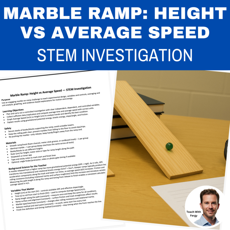 Marble Ramp: Height vs Average Speed STEM Investigation | Scientific Method