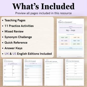 Synonyms Worksheets & Activities | Vocabulary Practice | Grades 1–3 | UK & US, image 2