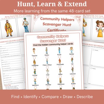 Community Helpers Scavenger Hunt – 48 Picture Cards & Activities, image 4