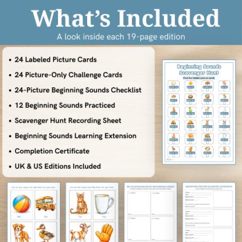 Beginning Sounds Scavenger Hunt | Phonics Activity | 48 Picture Cards | UK & US, image 2