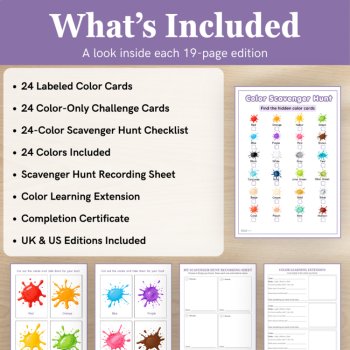 Color Scavenger Hunt Printable | Color Recognition Activity | 48 Cards | UK & US, image 2