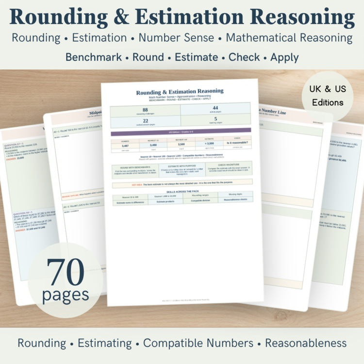 Rounding & Estimation Math Worksheets | Number Sense & Reasoning | UK & US