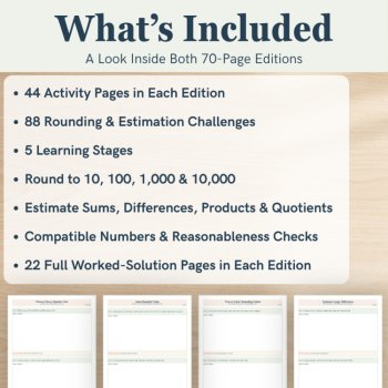 Rounding & Estimation Math Worksheets | Number Sense & Reasoning | UK & US, image 2