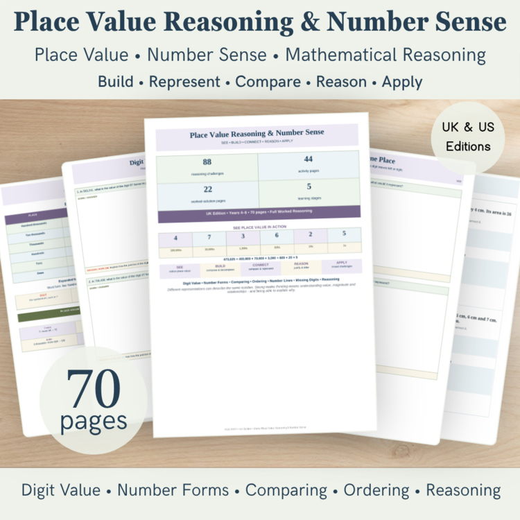 Place Value Math Worksheets | Number Sense, Comparing & Reasoning | UK & US