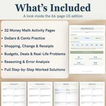 US Money Math Worksheets | Dollars & Cents, Change & Budgeting | Grades 2–4, image 2