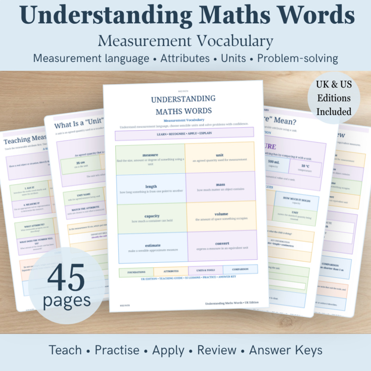 Measurement Vocabulary Worksheets – Units, Length, Area, Mass & Time