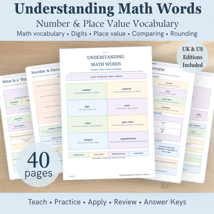 Place Value & Number Vocabulary Worksheets – Comparing, Rounding & Number Forms