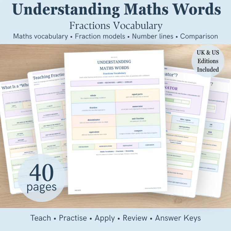 Fractions Vocabulary Worksheets – Models, Equivalent Fractions & Comparison