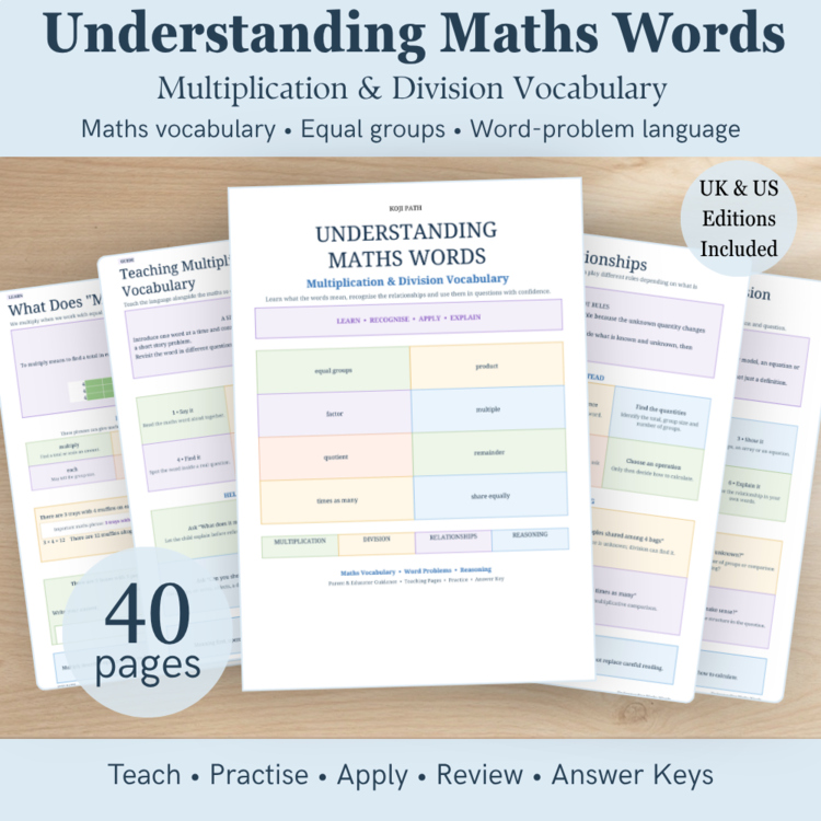 Multiplication & Division Math Vocabulary Activities | Word Problem Language