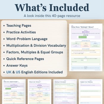 Multiplication & Division Math Vocabulary Activities | Word Problem Language, image 2
