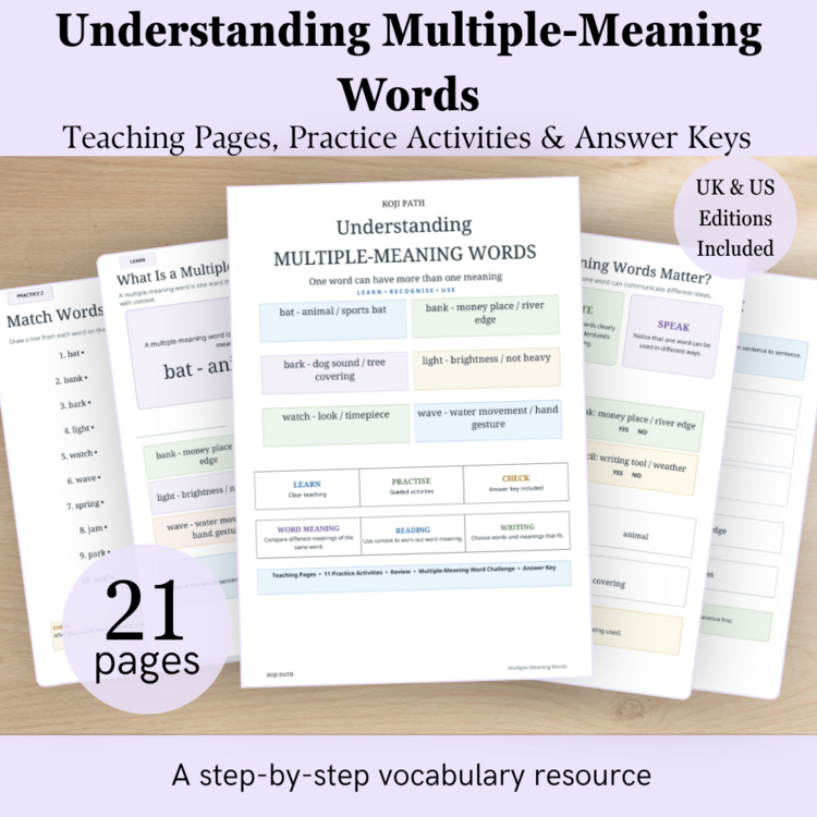 Multiple Meaning Words Worksheets & Activities | Context Clues | Grades 1–3