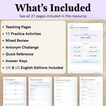 Antonyms Worksheets & Activities | Opposite Words & Vocabulary | Grades 1–3, image 2