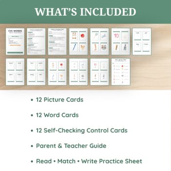 Short E CVC Words | Picture & Word Matching Cards | Phonics Center, image 2