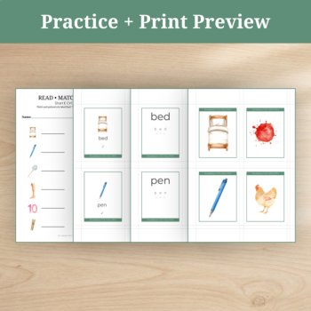 Short E CVC Words | Picture & Word Matching Cards | Phonics Center, image 4