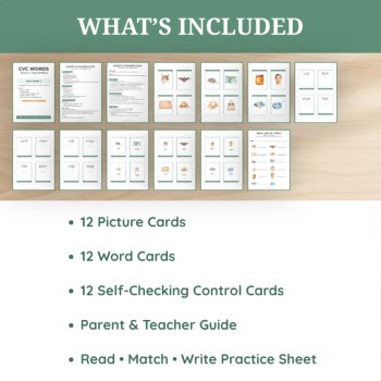 Short A CVC Words | Picture & Word Matching Cards | Phonics Center, image 2