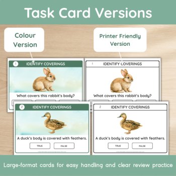 Animal Coverings Science Task Cards | Fur, Feathers, Scales & Shells, image 2