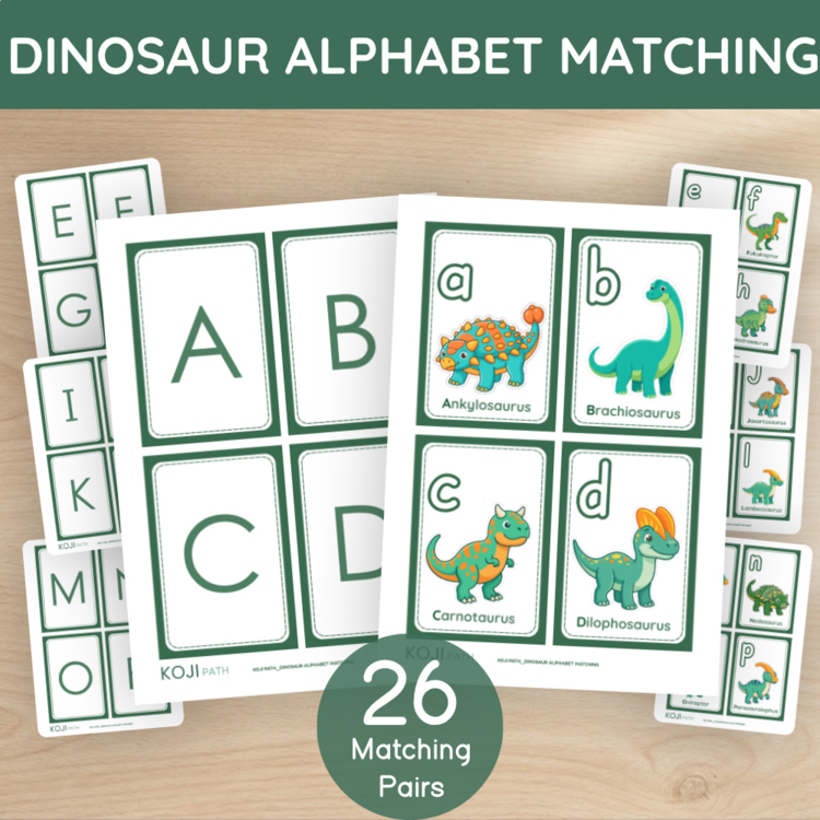 Dinosaur Alphabet Matching Cards | Uppercase & Lowercase Letters