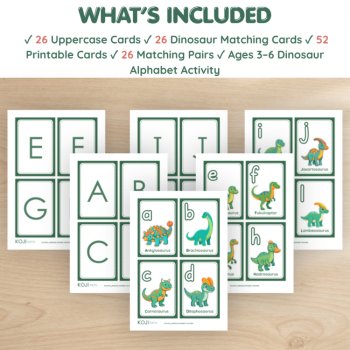 Dinosaur Alphabet Matching Cards | Uppercase & Lowercase Letters, image 2