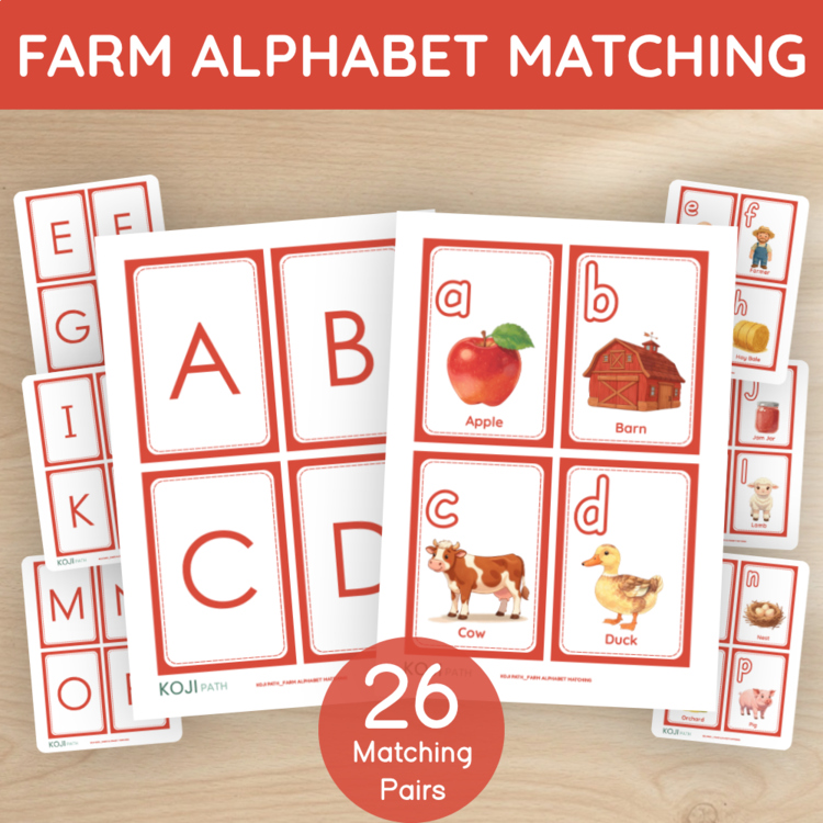 Farm Alphabet Matching Cards | Uppercase & Lowercase Letters