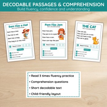 Short A CVC Phonics Pack | Decodable Passages, Blending & Word Work, image 4