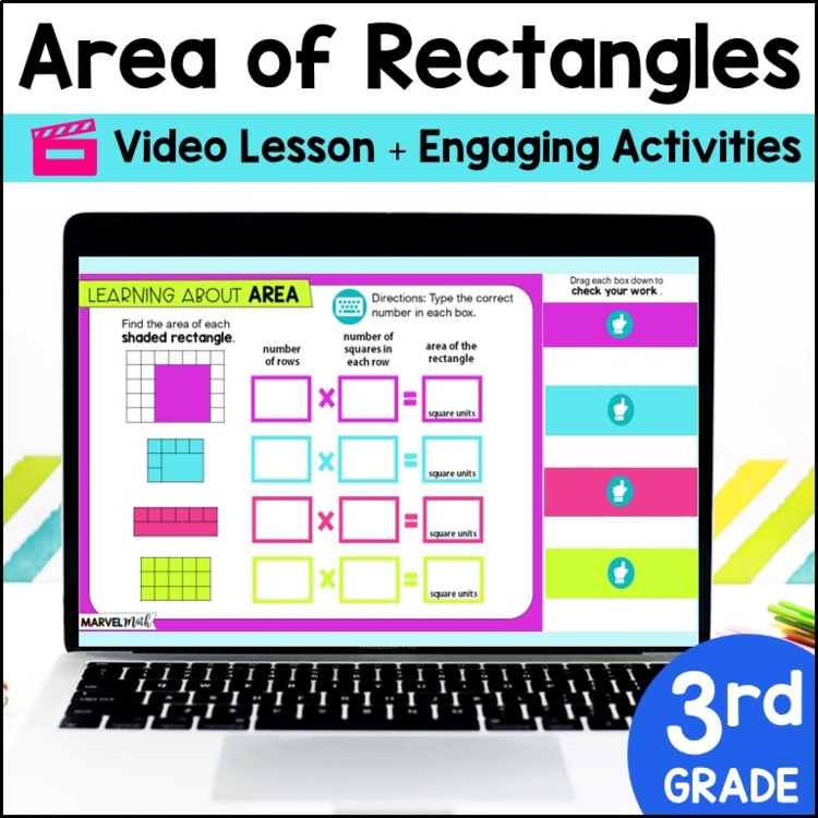 Area of Rectangles Interactive Google Slides with Video Lesson