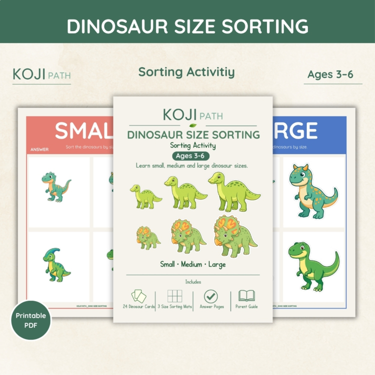 Dinosaur Size Sorting Activity | Small, Medium & Large Sorting Cards