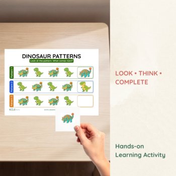 Dinosaur Patterns | Cut and Paste Pattern Worksheets | Ages 3–6, image 2
