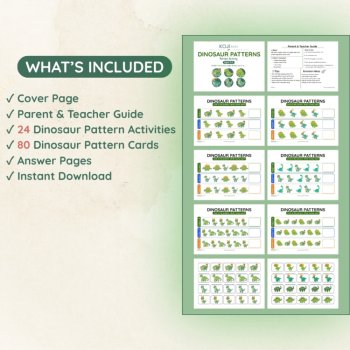 Dinosaur Patterns | Cut and Paste Pattern Worksheets | Ages 3–6, image 3