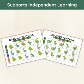 Dinosaur Patterns | Cut and Paste Pattern Worksheets | Ages 3–6, image 4