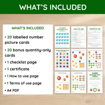 Number Scavenger Hunt 1–20 Printable | Counting Picture Cards and Checklist, image 4