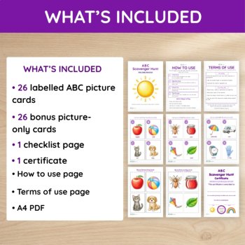 ABC Scavenger Hunt Printable | Alphabet Recognition, Picture Cards & Checklist, image 4