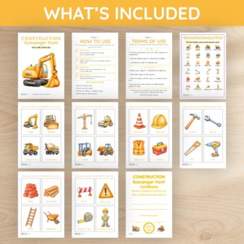 Construction Scavenger Hunt Printable | Vehicles, Tools & Equipment | 24 Cards, image 4