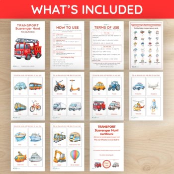 Transport Scavenger Hunt | 24 Vehicle Picture Cards & Checklist, image 4