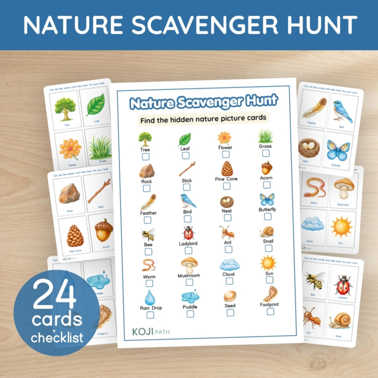 Nature Scavenger Hunt | 24 Picture Cards & Checklist | Outdoor Activity