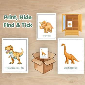 Dinosaur Scavenger Hunt | 24 Picture Cards & Checklist | Indoor & Outdoor Game, image 2