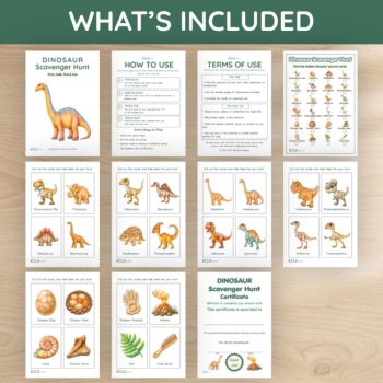 Dinosaur Scavenger Hunt | 24 Picture Cards & Checklist | Indoor & Outdoor Game, image 4