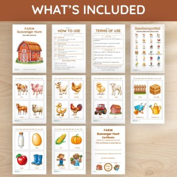 Farm Scavenger Hunt | 24 Picture Cards & Checklist | Indoor & Outdoor Game, image 4